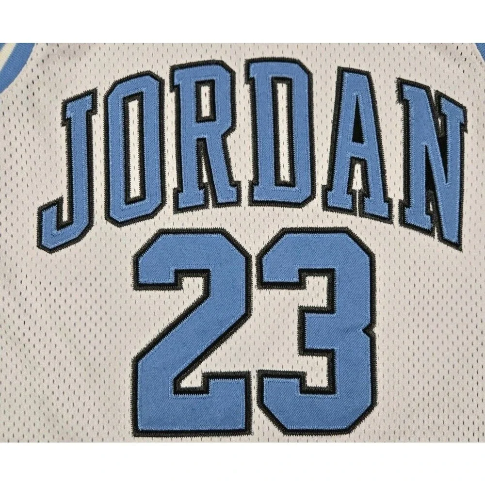Boys Air Jordan #23 Basketball Jersey White Carolina Blue Youth Large 12-13 Yrs